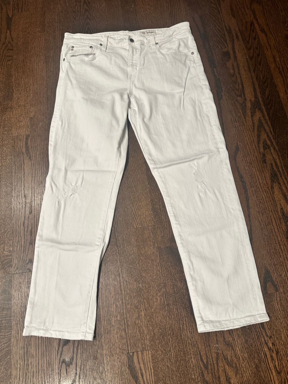 AG Adriano Goldschmied White Women's Jeans Ex-Boyfriend Slouchy Slim